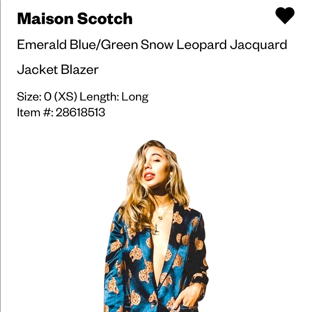 ISO scotch & soda snow leopard jacket suit blazer